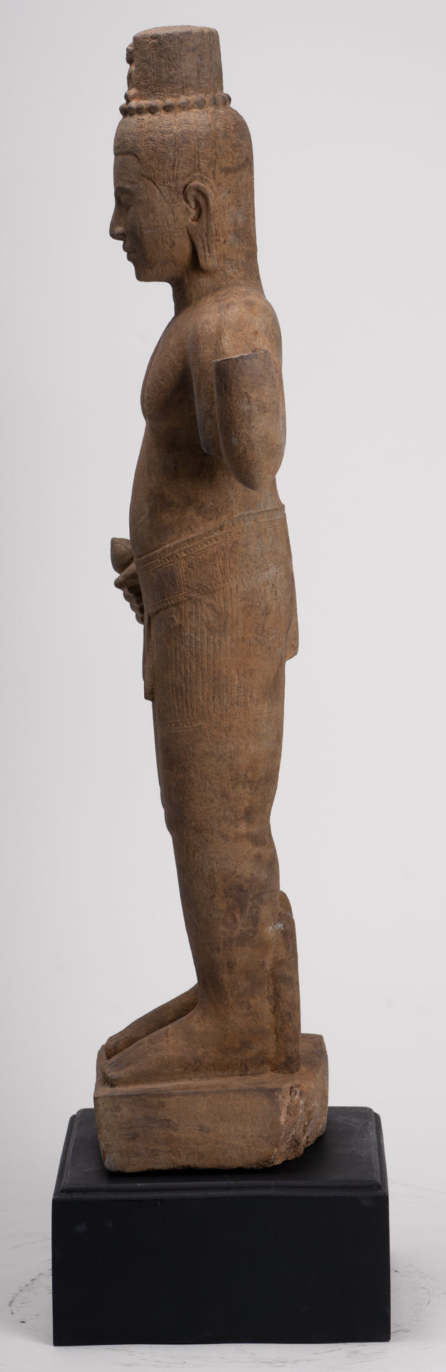 Antique Khmer Style Stone Koh Ker Standing Bodhisattva Avalokitesvara Statue - 91cm/36"