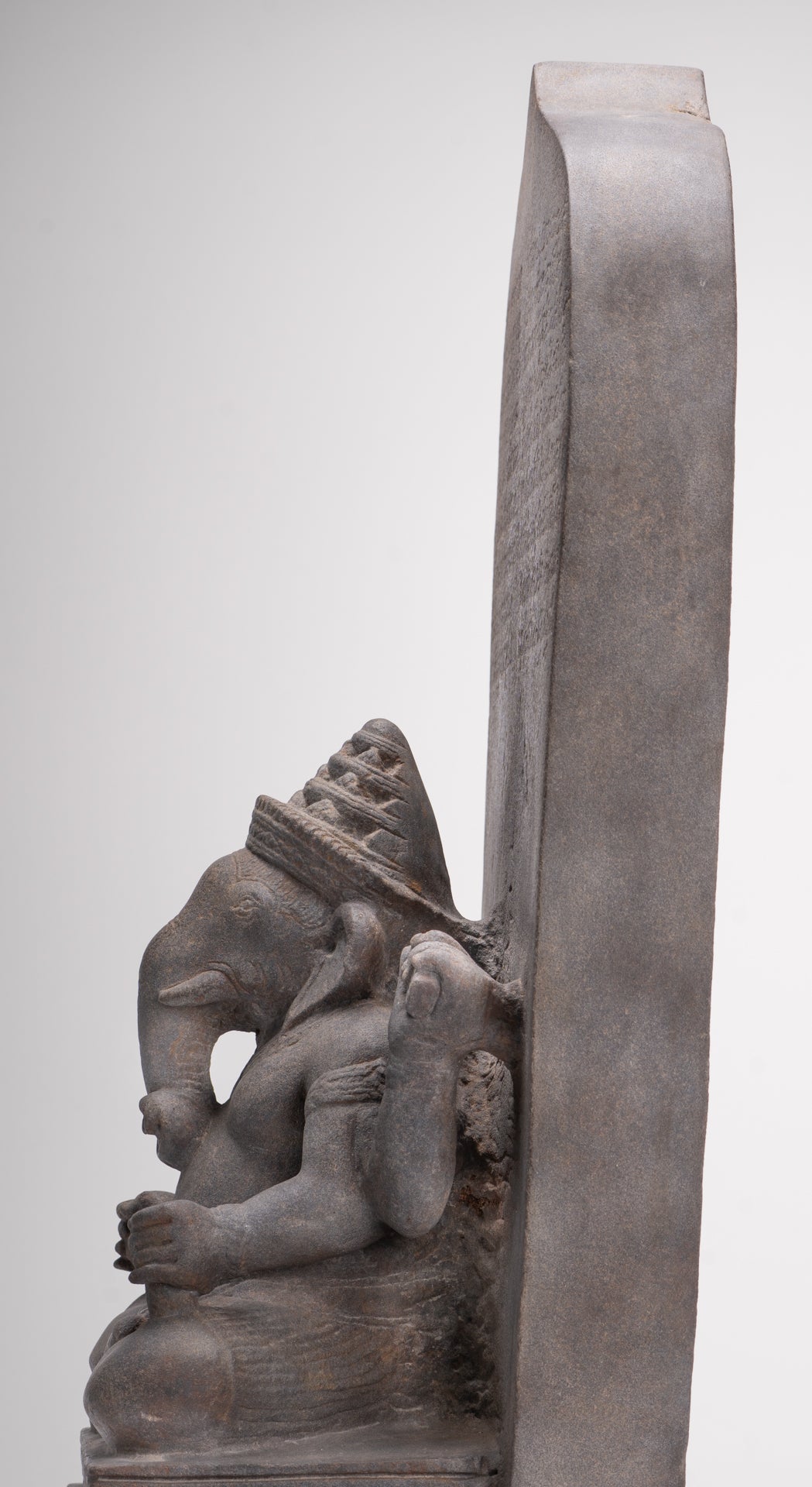 Ganesha Statue - Antique Khmer Style Angkor Wat Stone Stele Ganesh Statue - 63cm/25"