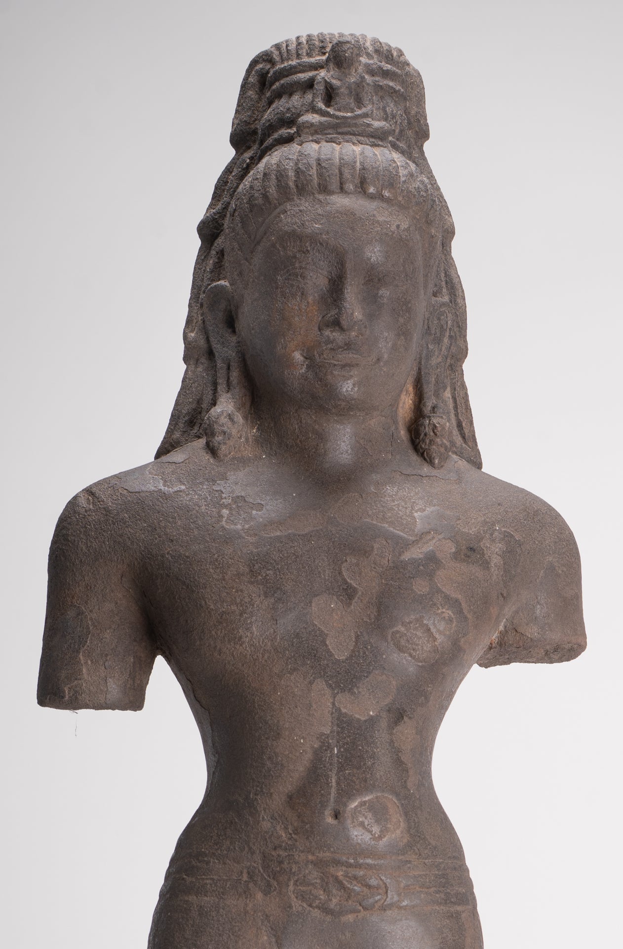 Antique Thai Style Stone Standing Bodhisattva Avalokitesvara Statue - 76cm/30"