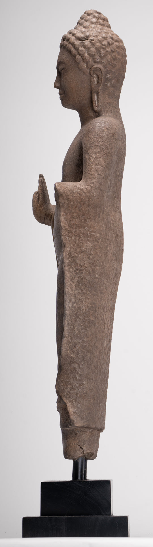 Buddha Statue - Antique Thai Style Stone Dvaravati Protection Buddha Statue - 76cm/30" Tall