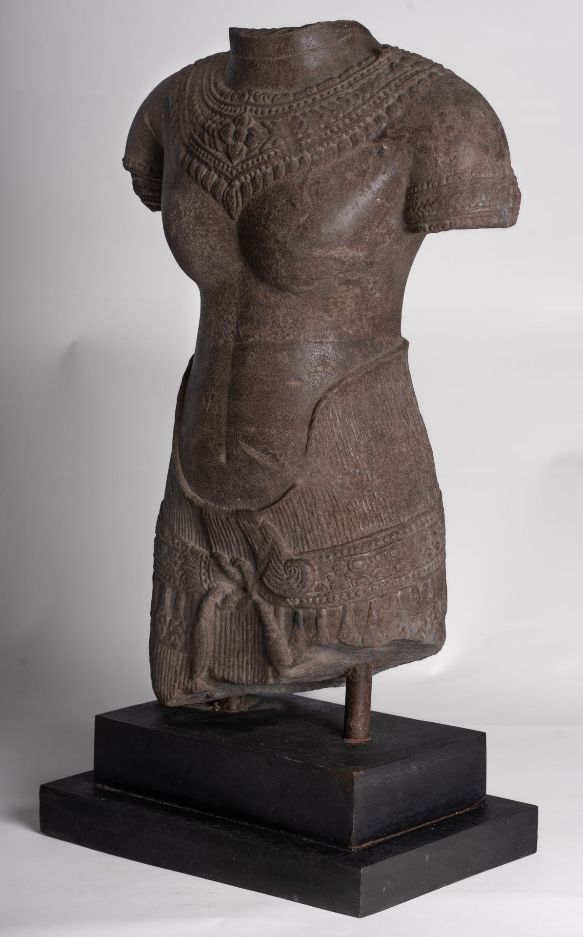 Lakshmi Statue - Antique Baphuon Style Stone Lakshmi / Devi Consort of Vishnu Torso - 58cm/23"