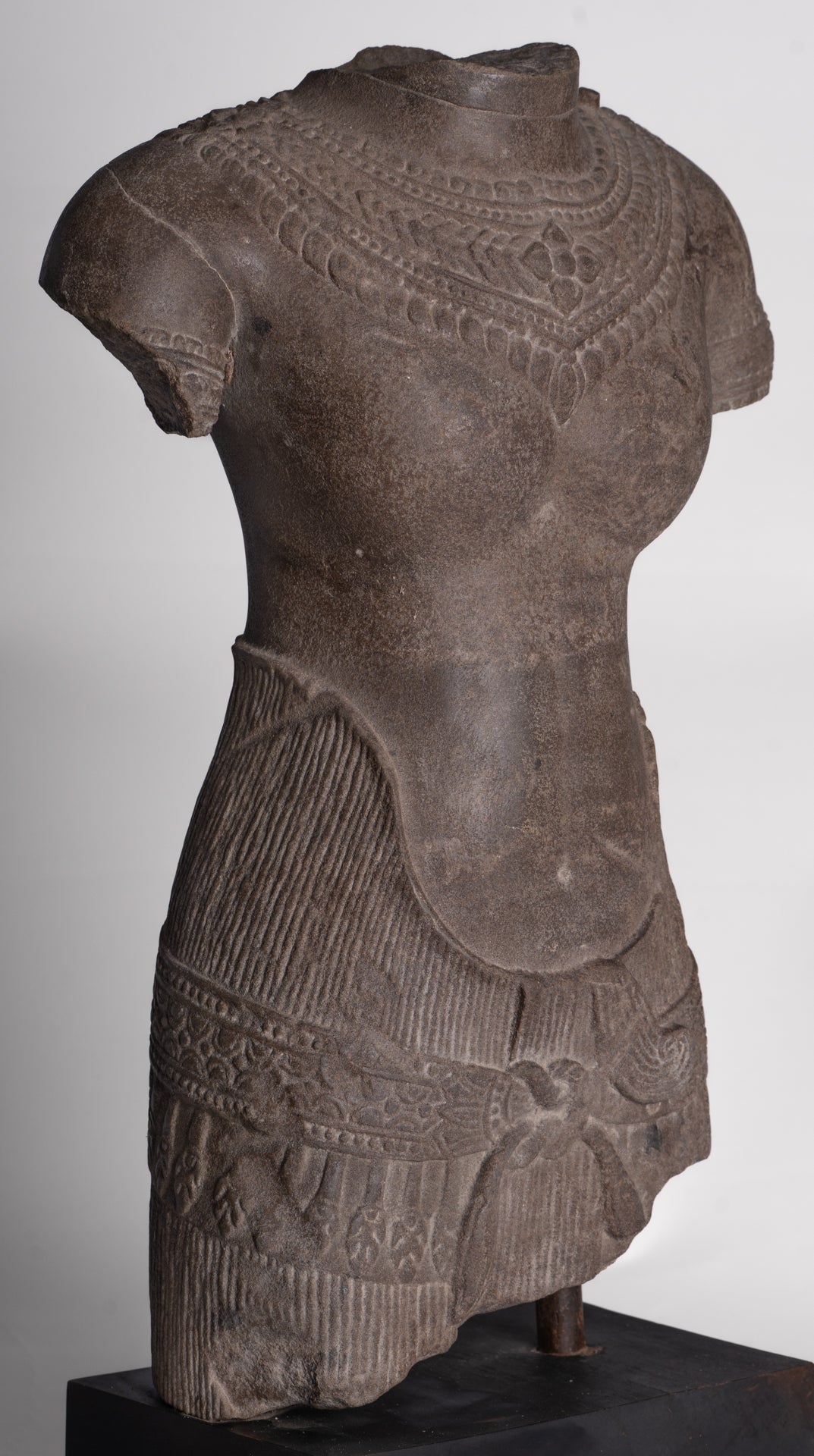 Lakshmi Statue - Antique Baphuon Style Stone Lakshmi / Devi Consort of Vishnu Torso - 58cm/23"