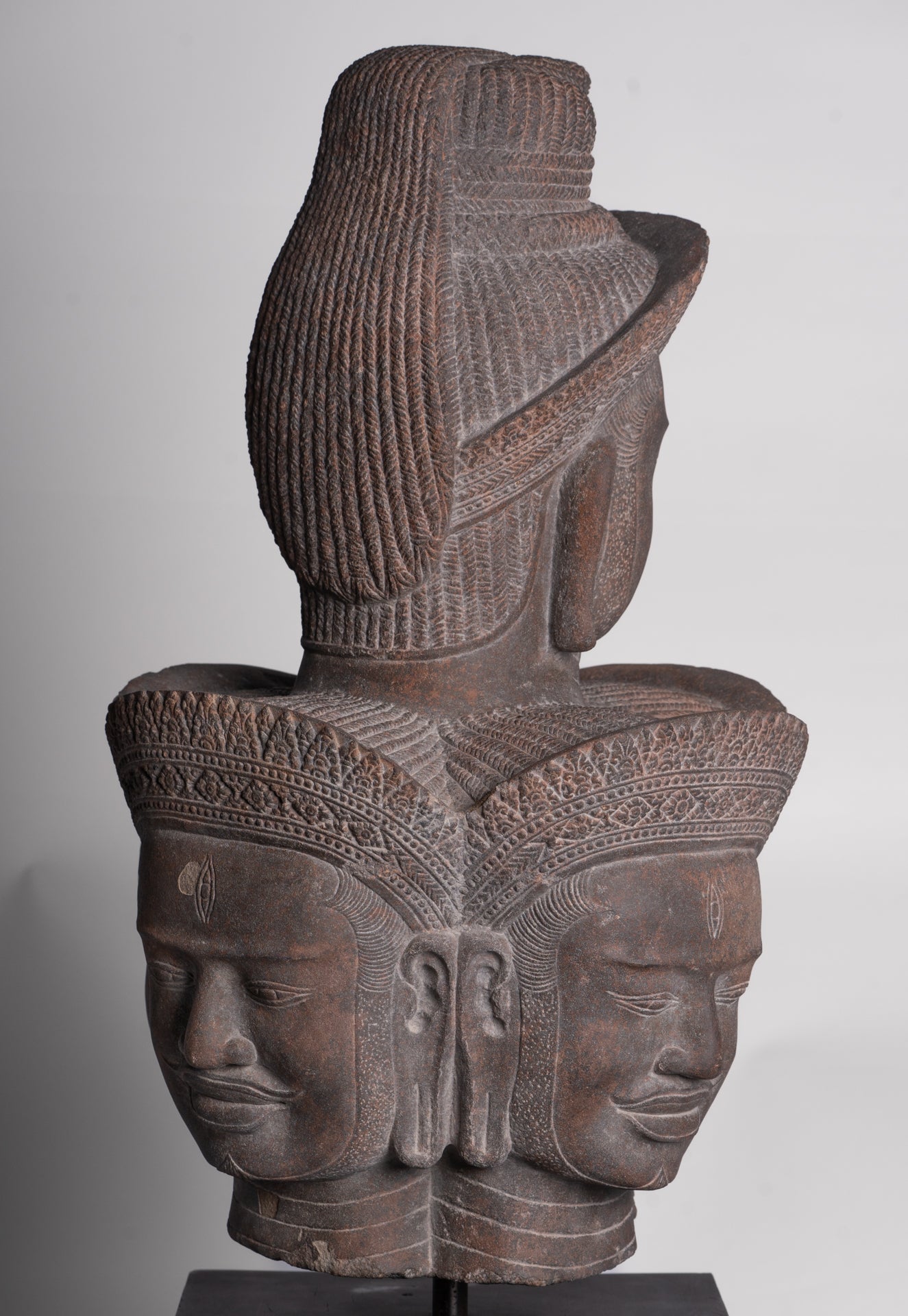 Shiva Statue - Antique Angkor Style Khmer Stone Pancha-Mukha Shiva Statue - The Destroyer - 72cm/29"