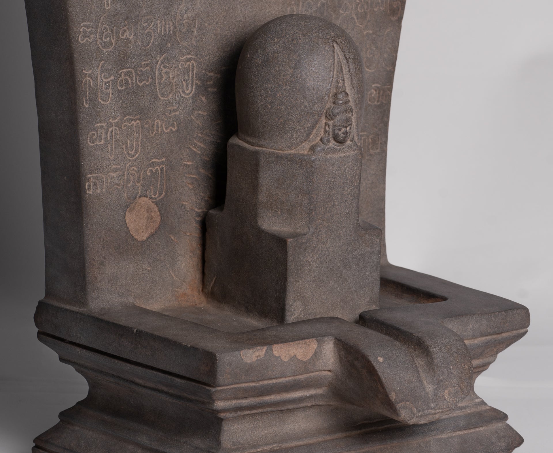 Stone Linga - Antique Khmer Style Sandstone Shiva Linga / Lingnum & Yoni - 57cm/23"