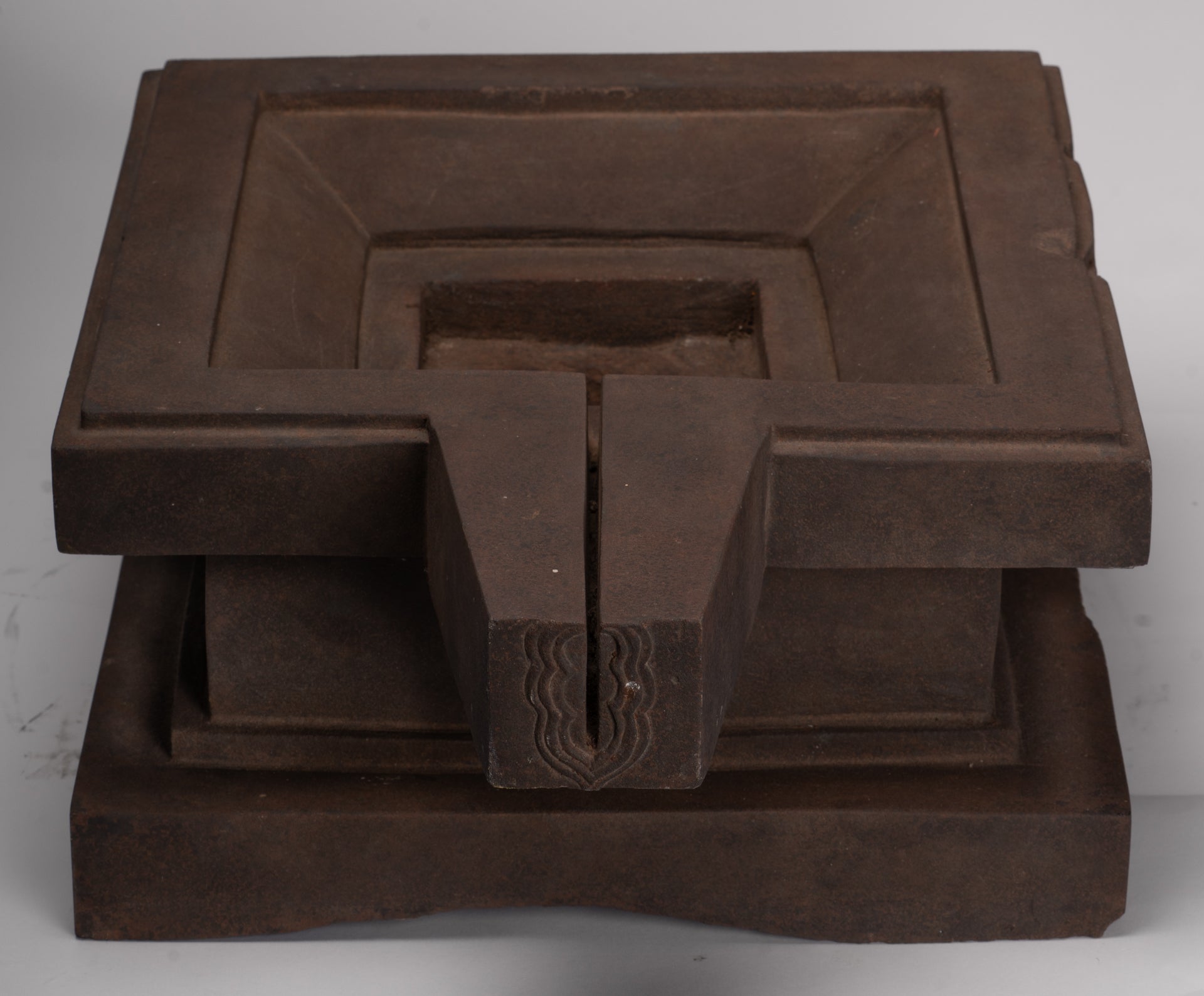 Linga Statue - Antique Khmer Style Two Piece Stone Linga / Lingnum & Yoni - 47cm/19"