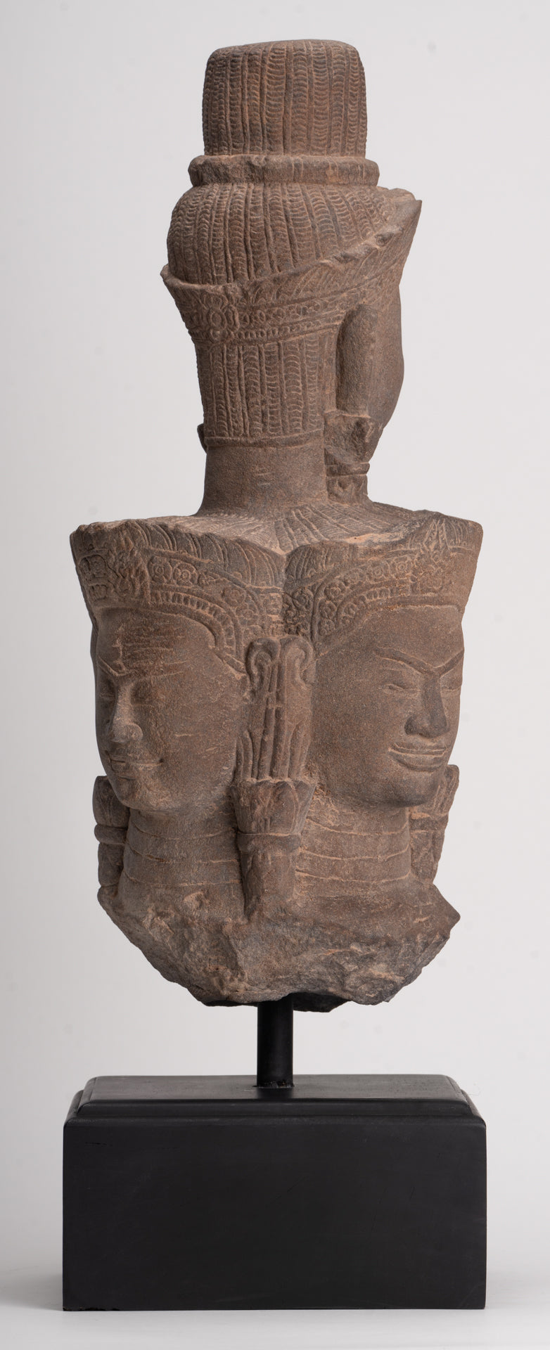 Bodhisattva - Antique Baphuon Style Mounted Stone Hevajra Statue - 55cm/22"