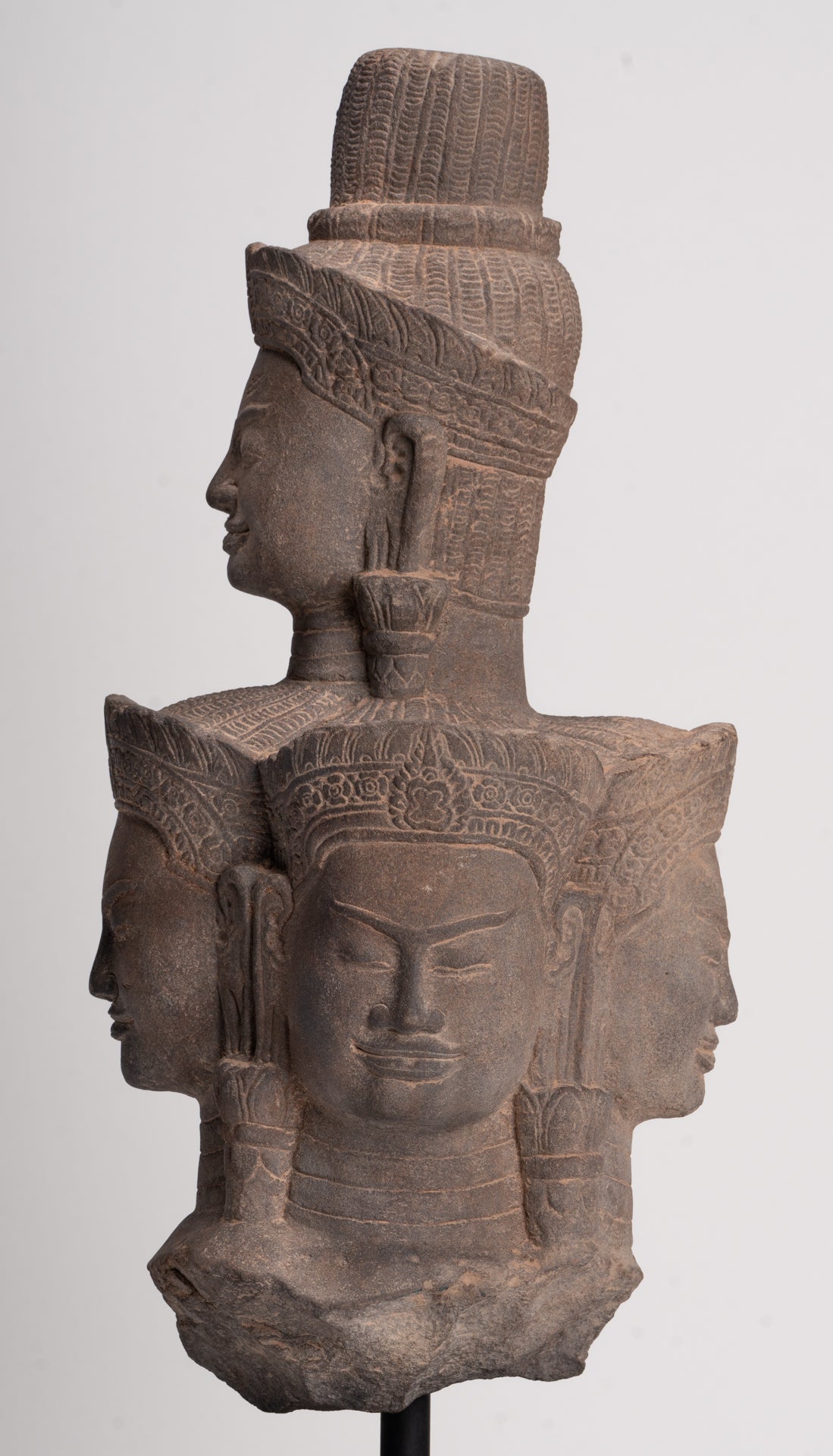 Bodhisattva - Antique Baphuon Style Mounted Stone Hevajra Statue - 55cm/22"