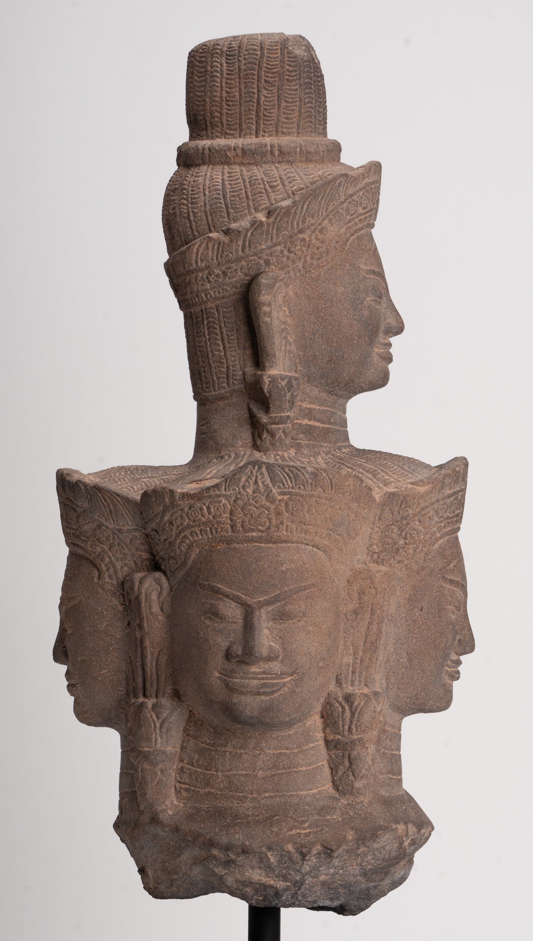 Bodhisattva - Antique Baphuon Style Mounted Stone Hevajra Statue - 55cm/22"