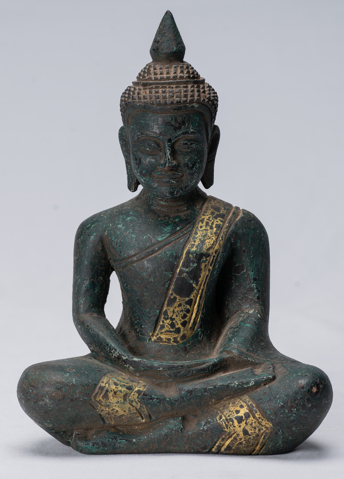 Bouddha Sculpture-Antique Khmer Style Seated Buddha Statue Dhyana Meditation Mudra-21cm/8 "