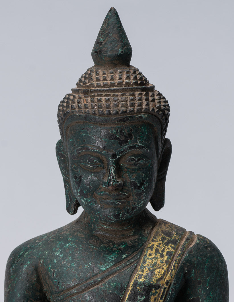 Bouddha Sculpture-Antique Khmer Style Seated Buddha Statue Dhyana Meditation Mudra-21cm/8 "