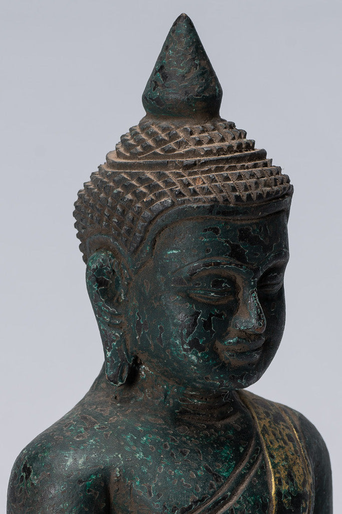 Bouddha Sculpture-Antique Khmer Style Seated Buddha Statue Dhyana Meditation Mudra-21cm/8 "
