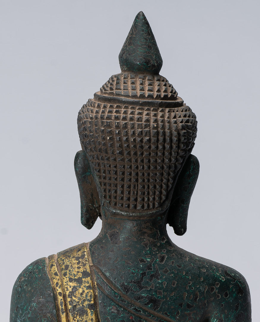 Bouddha Sculpture-Antique Khmer Style Seated Buddha Statue Dhyana Meditation Mudra-21cm/8 "