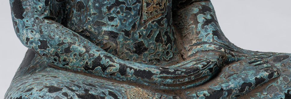 Bouddha Sculpture-Antique Khmer Style Seated Buddha Statue Dhyana Meditation Mudra-21cm/8 "