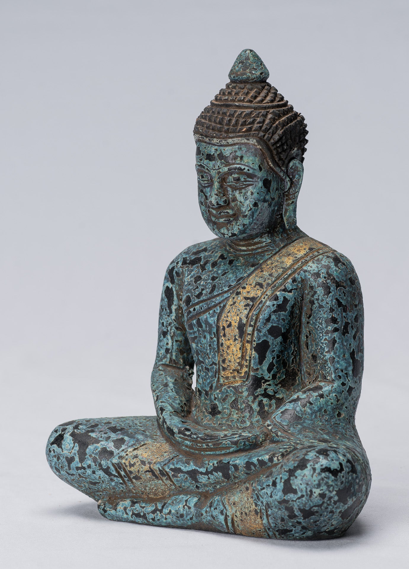 Bouddha Sculpture-Antique Khmer Style Seated Buddha Statue Dhyana Meditation Mudra-21cm/8 "