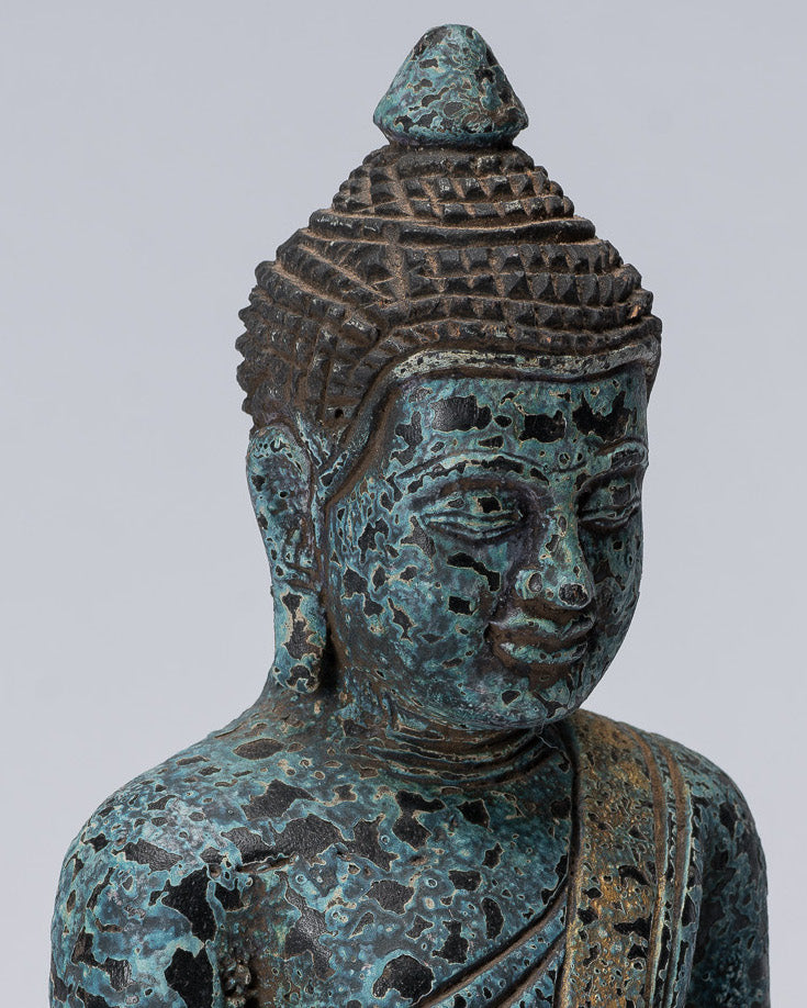Bouddha Sculpture-Antique Khmer Style Seated Buddha Statue Dhyana Meditation Mudra-21cm/8 "