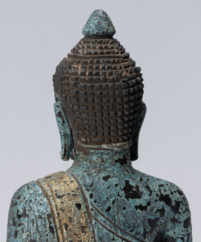 Bouddha Sculpture-Antique Khmer Style Seated Buddha Statue Dhyana Meditation Mudra-21cm/8 "