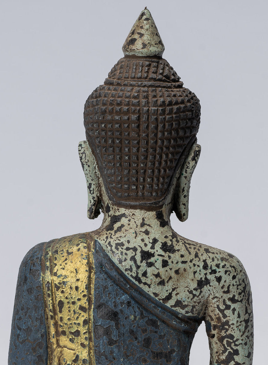 Escultura de Buda - Estatua de Buda de madera de estilo jemer antiguo Dhyana Meditation Mudra - 21 cm/8 "