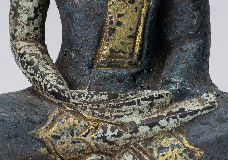 Escultura de Buda - Estatua de Buda de madera de estilo jemer antiguo Dhyana Meditation Mudra - 21 cm/8 "