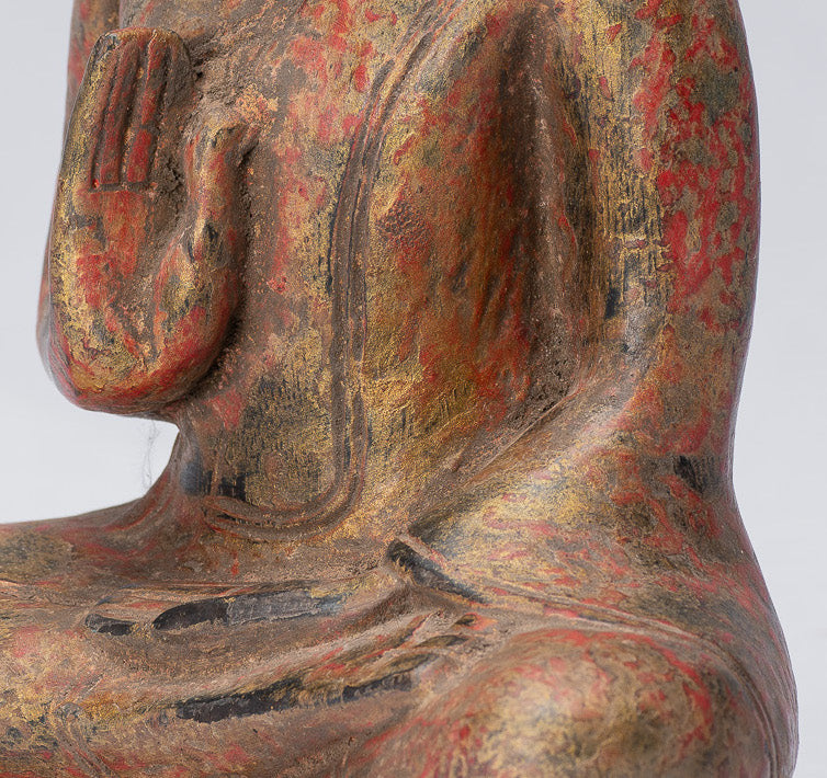 Buddha Sculpture - Buddha - Antique Khmer Style seduto Buddha Statue Teaching Mudra - 21 cm/8 "