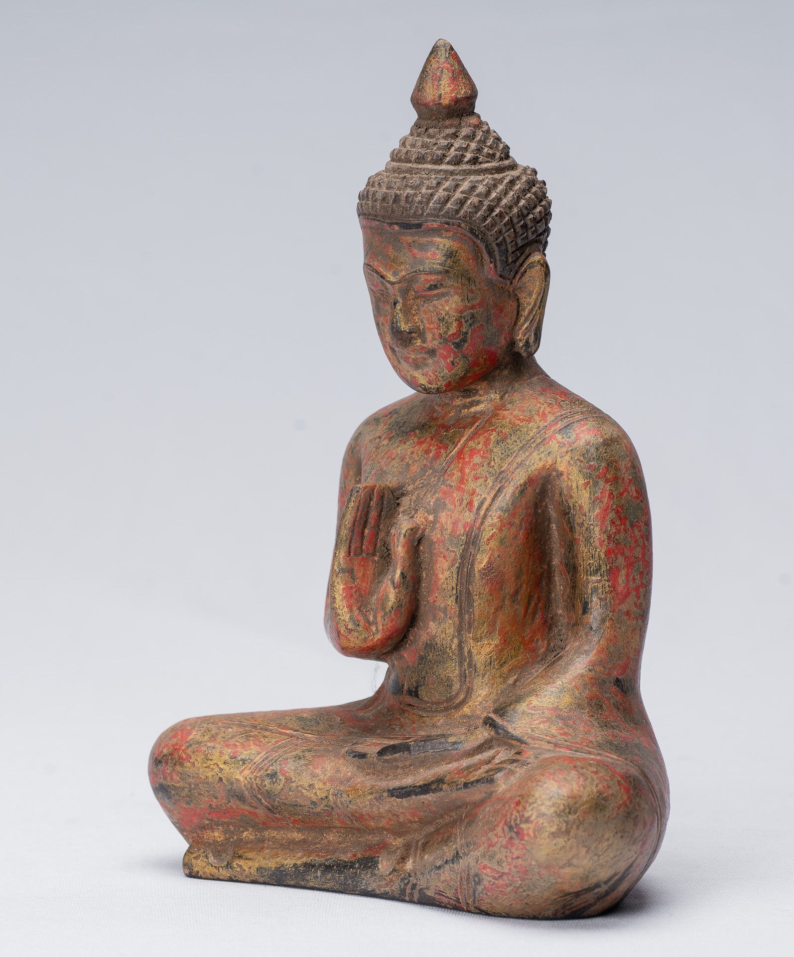 Buddha Sculpture - Buddha - Antique Khmer Style seduto Buddha Statue Teaching Mudra - 21 cm/8 "