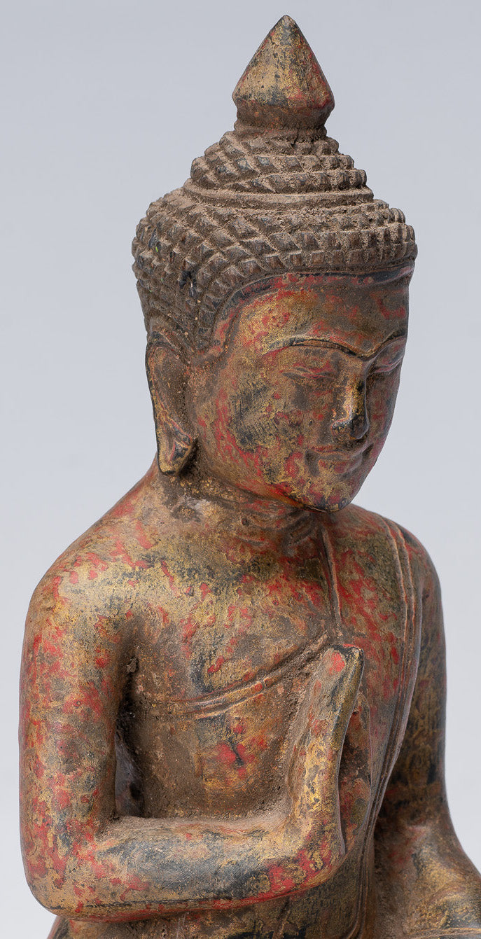 Buddha Sculpture - Buddha - Antique Khmer Style seduto Buddha Statue Teaching Mudra - 21 cm/8 "