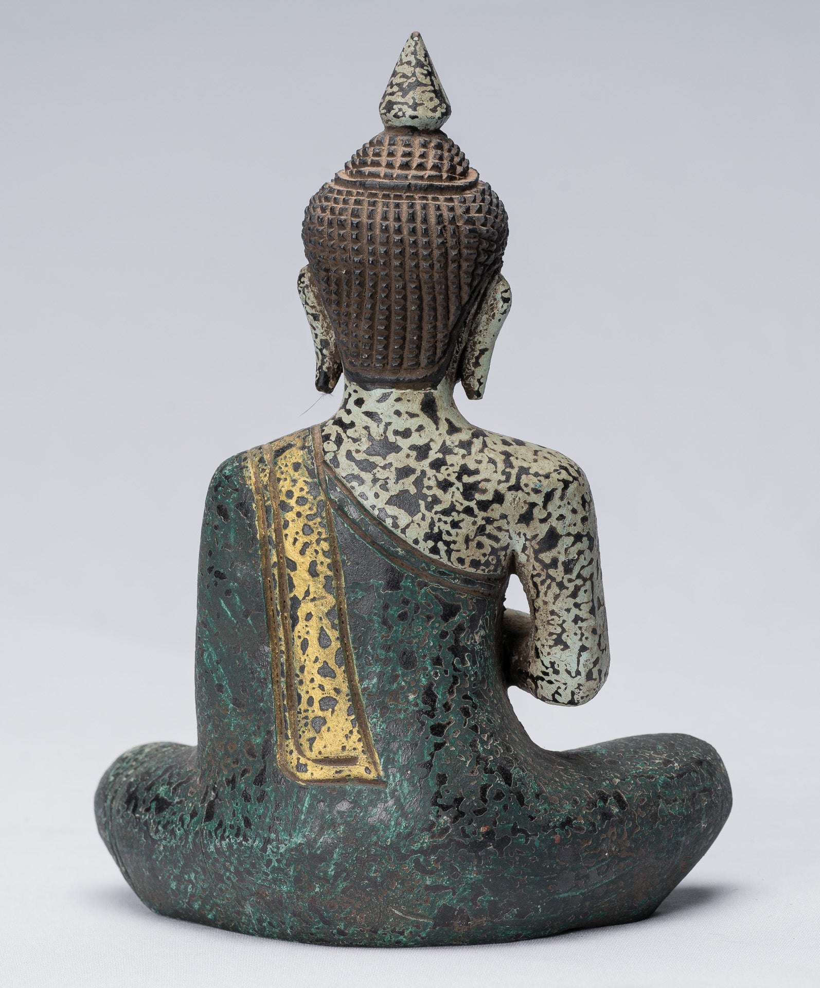 Escultura de Buda - Buda - Estatua de buda de madera de estilo jemer antiguo de estilo jemer enseñando mudra - 21 cm/8 "