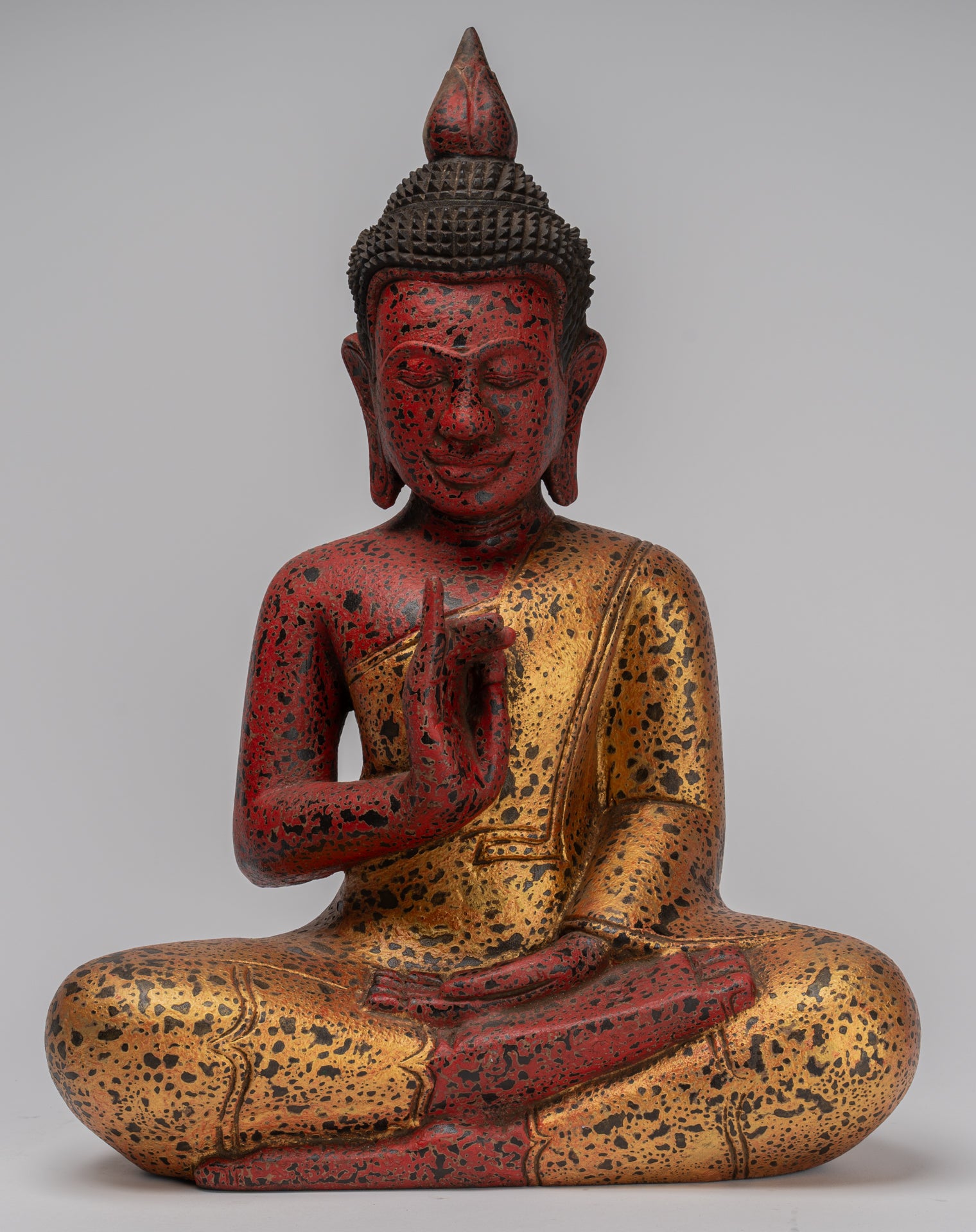 Statue di Buddha - Antique Khmer in stile Cambogia seduta statue di Buddha Insegnamento Mudra - 46 cm/18 "