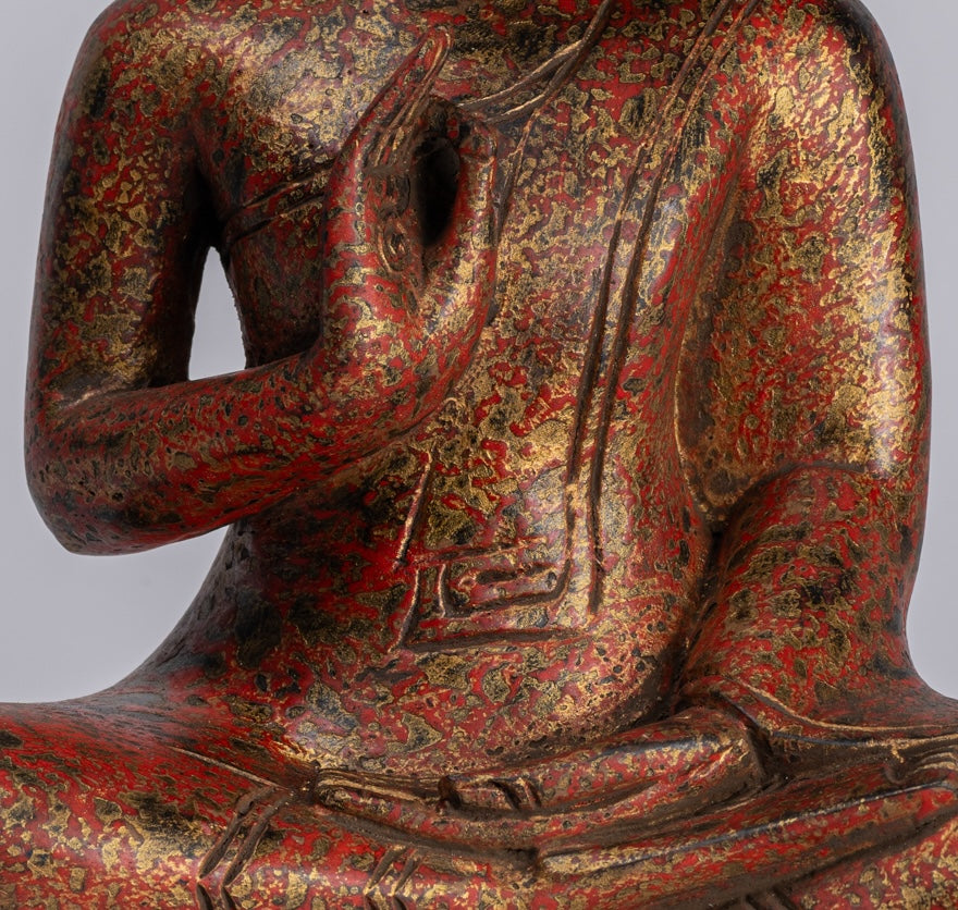Statue Buddha - Antique Khmer in stile Khmer Cambogia STATUE BUDDHA BUDDHA Insegnamento Mudra - 31 cm/12 "