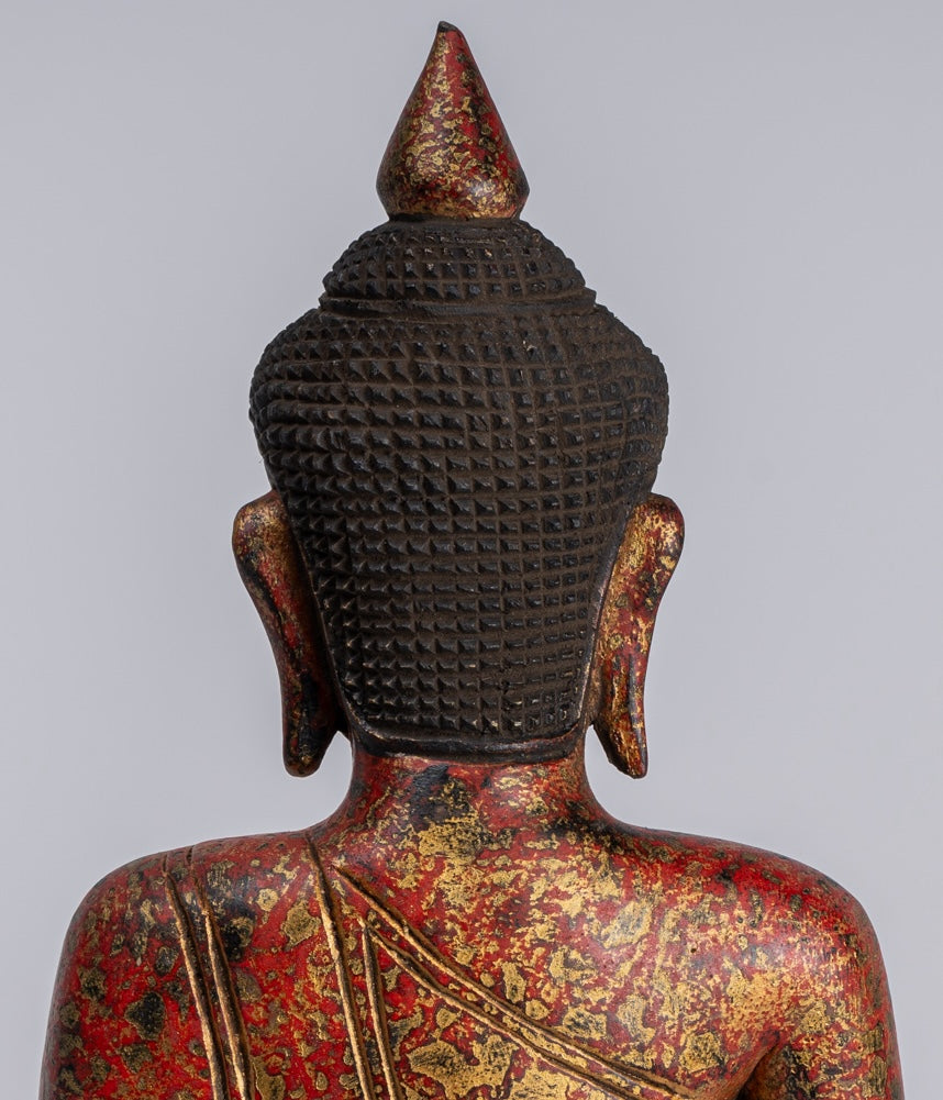 Statue di Buddha - Antique Khmer in stile Cambogia Statue Buddha seduta Insegnamento Mudra - 32 cm/13 "