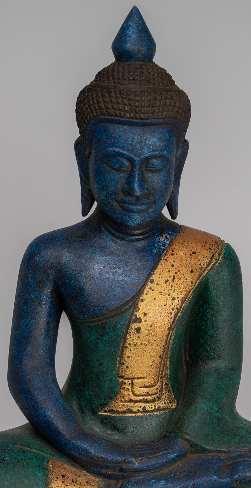 Buddha Sculpture - Antique Khmer in stile Khmer Legno Buddha Statua Dhyana Meditazione Mudra - 46 cm/18 "