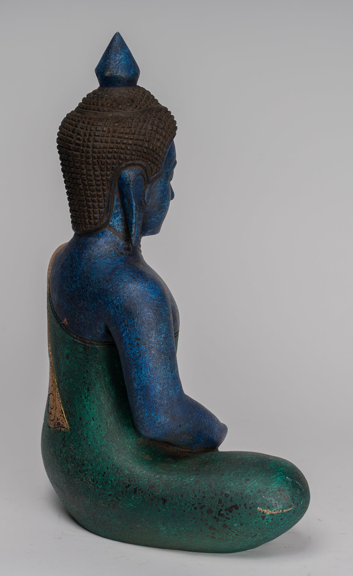 Buddha Sculpture - Antique Khmer in stile Khmer Legno Buddha Statua Dhyana Meditazione Mudra - 46 cm/18 "