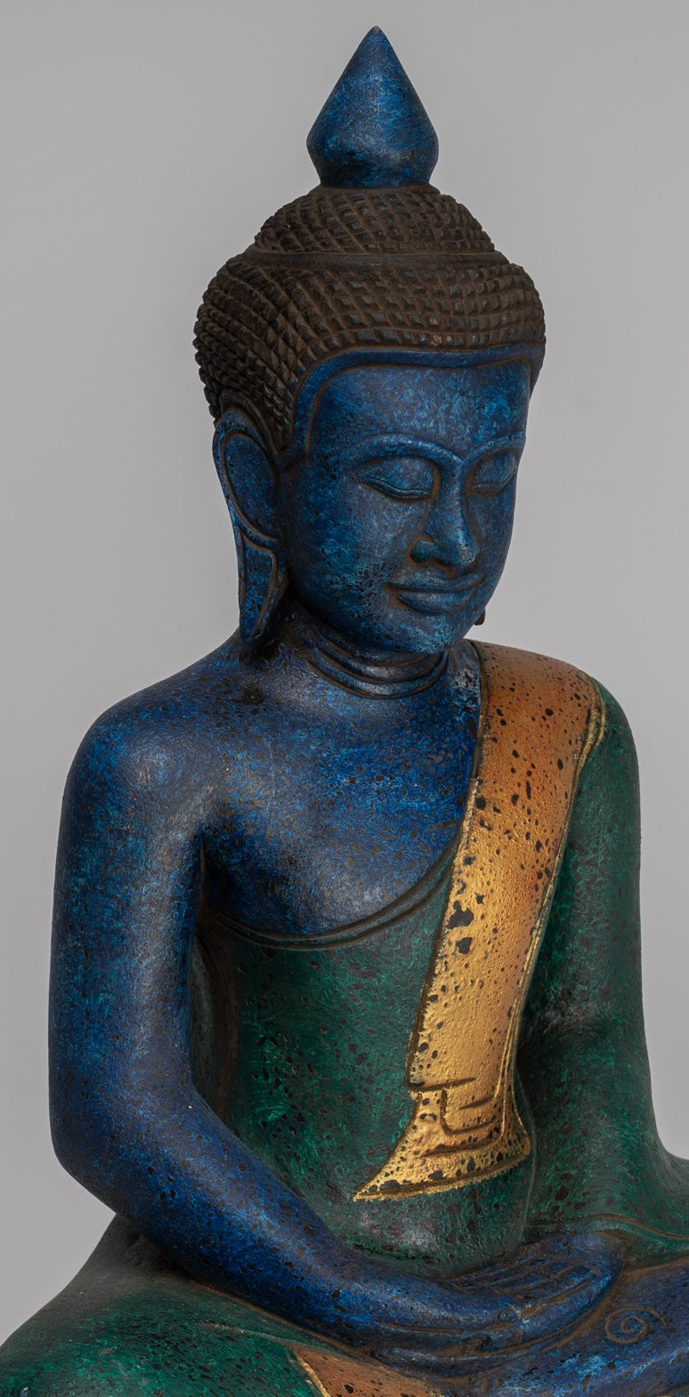 Buddha Sculpture - Antique Khmer in stile Khmer Legno Buddha Statua Dhyana Meditazione Mudra - 46 cm/18 "