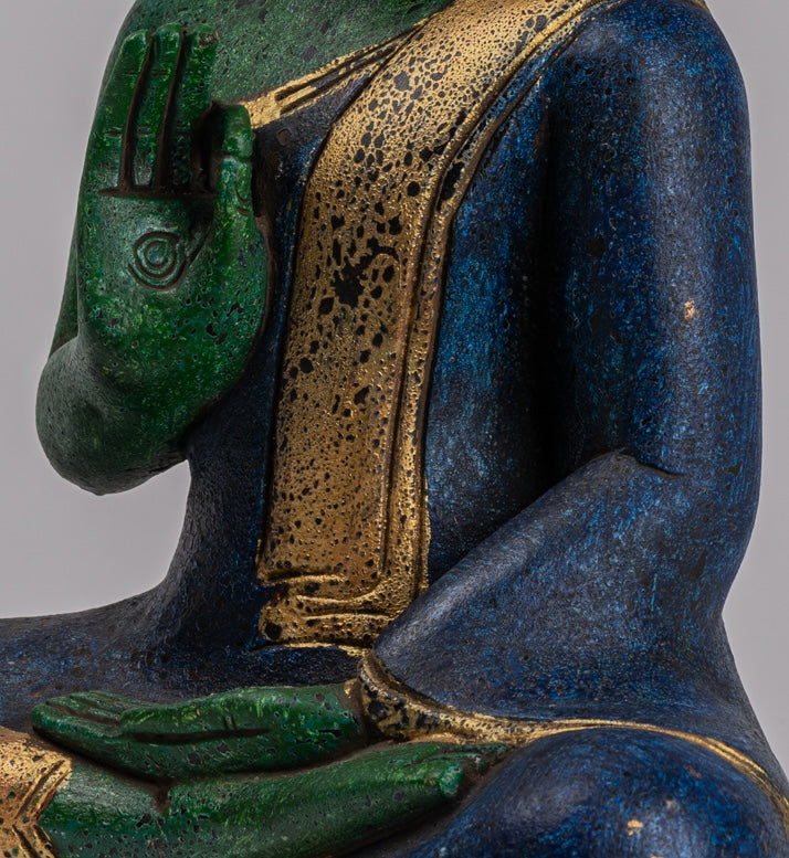 Statue di Buddha - Antique Khmer in stile Cambogia Statue Buddha seduta Insegnamento Mudra - 39 cm/16 "