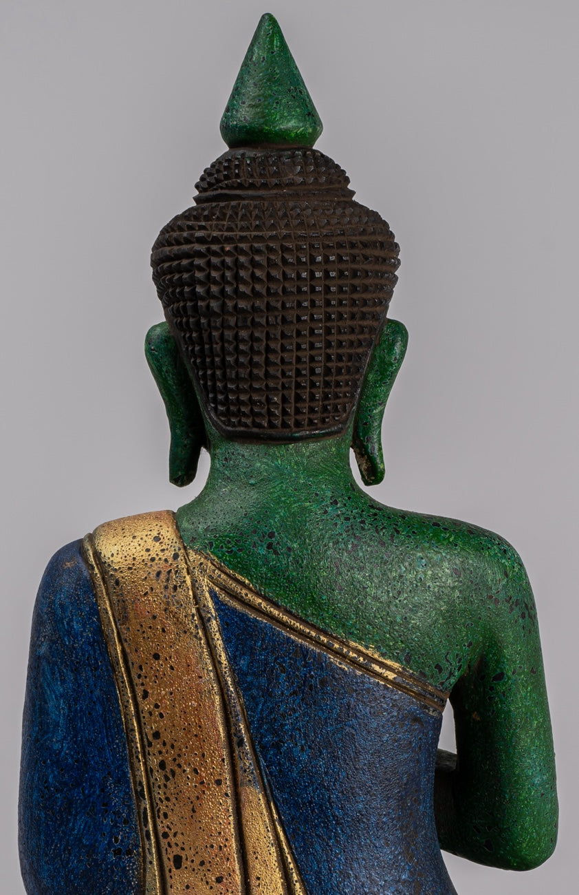 Statue di Buddha - Antique Khmer in stile Cambogia Statue Buddha seduta Insegnamento Mudra - 39 cm/16 "