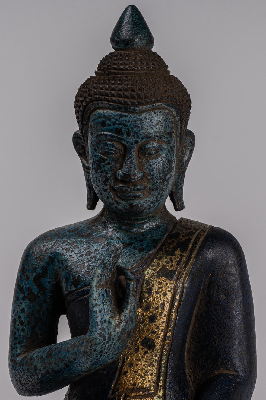 Statue Buddha - Antique Khmer in stile Khmer Cambogia STATUE BUDDHA BUDDHA Insegnamento Mudra - 31 cm/12 "