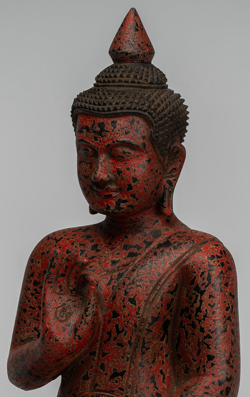 Statue Buddha - Antique Khmer in stile Cambogia Statue Buddha seduta Insegnamento Mudra - 40 cm/16 "