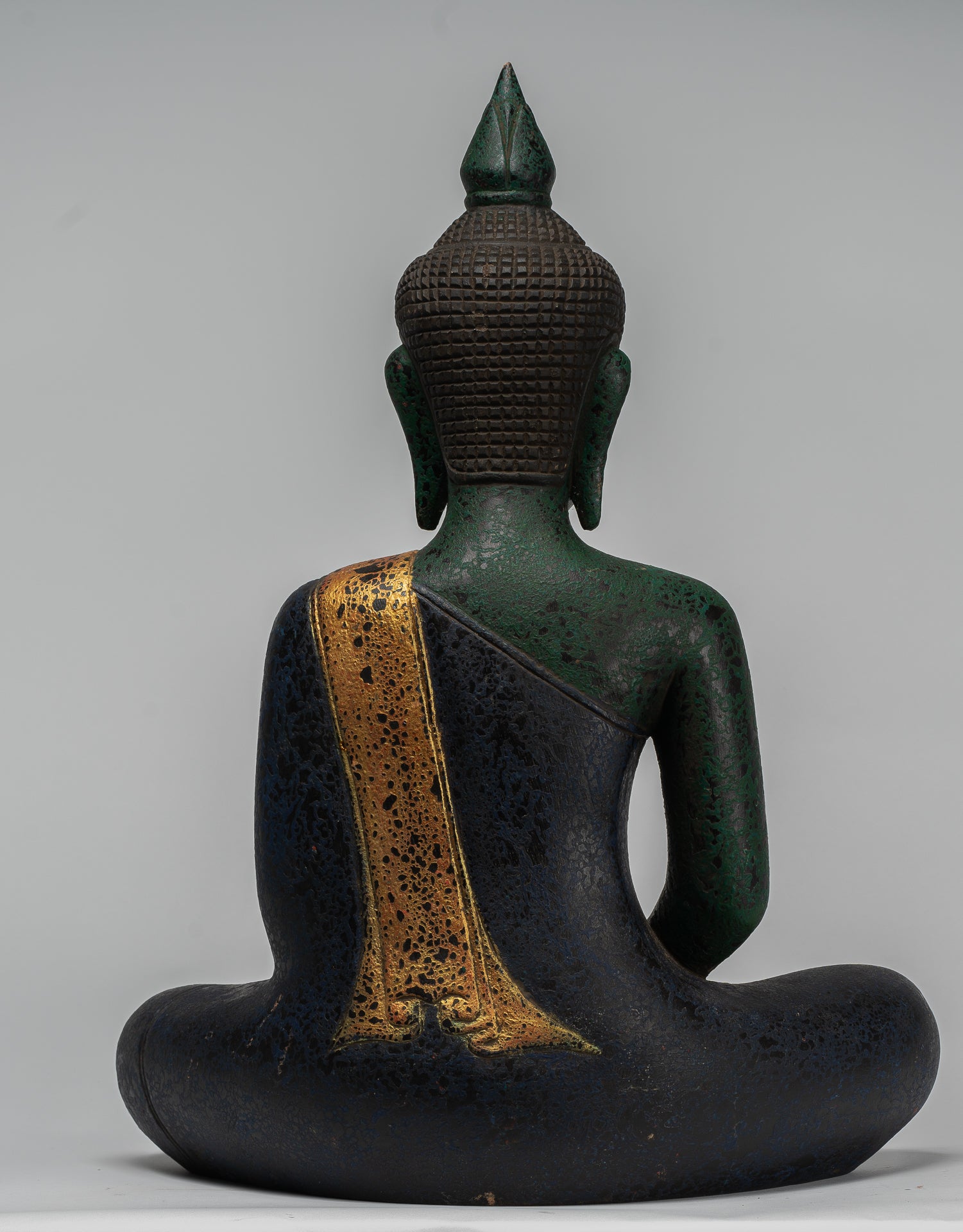 Buddha Sculpture - Antique Khmer in stile Khmer Legno Buddha Statua Dhyana Meditazione Mudra - 54 cm/22 "