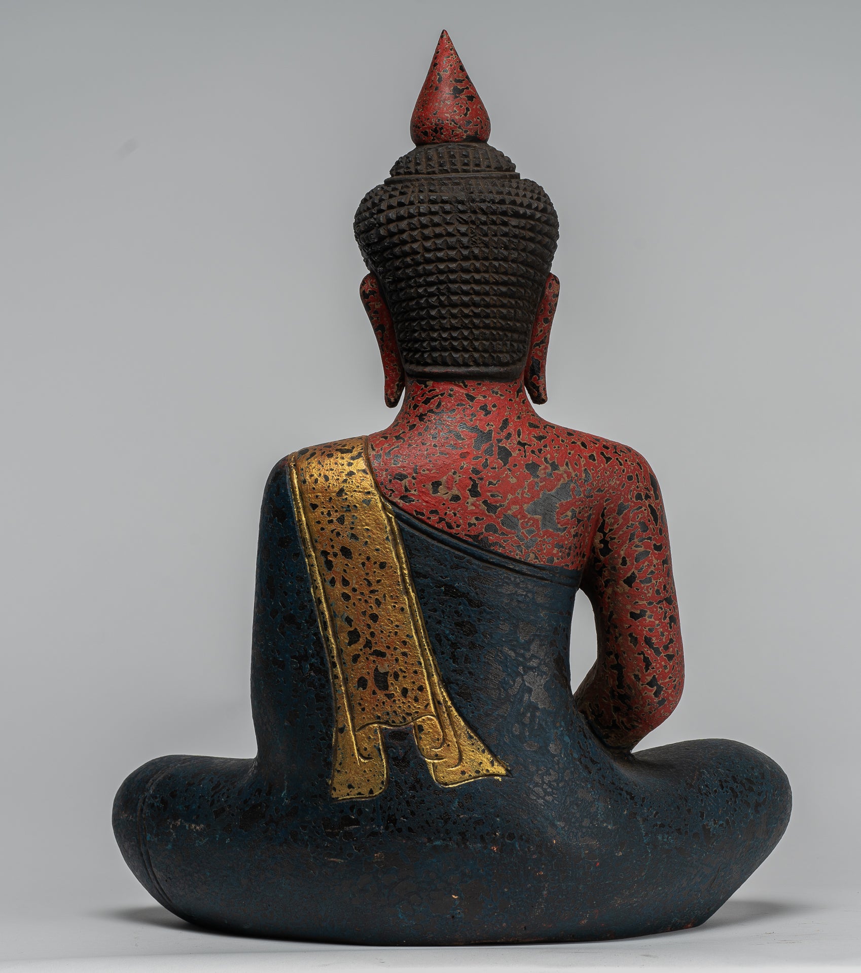 Buddha Sculpture - Antique Khmer in stile Khmer Seduto Buddha Statue Dhyana Meditation Mudra - 40 cm/16 "