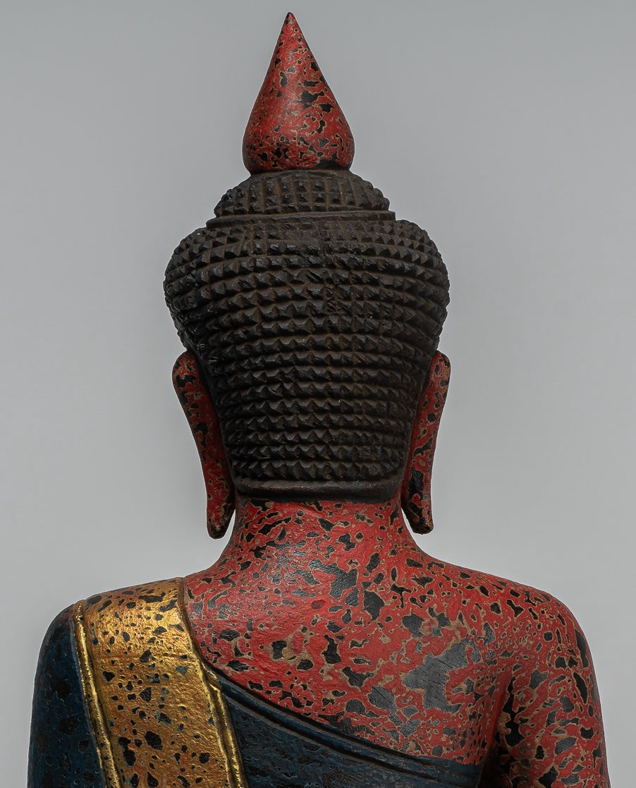 Buddha Sculpture - Antique Khmer in stile Khmer Seduto Buddha Statue Dhyana Meditation Mudra - 40 cm/16 "