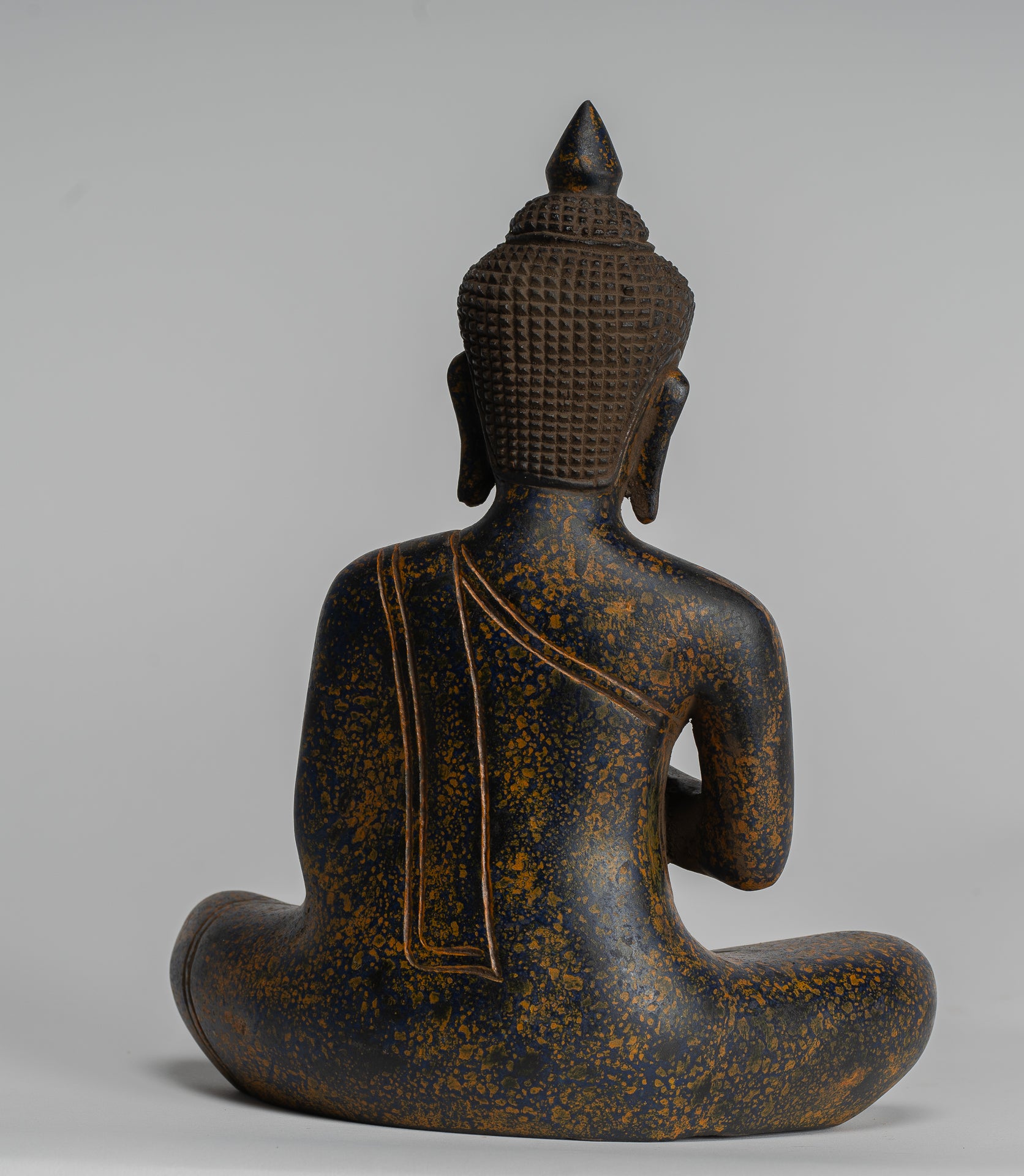 Statue Buddha - Antique Khmer in stile Cambogia Statue Buddha seduta Insegnamento Mudra - 27 cm/11 "