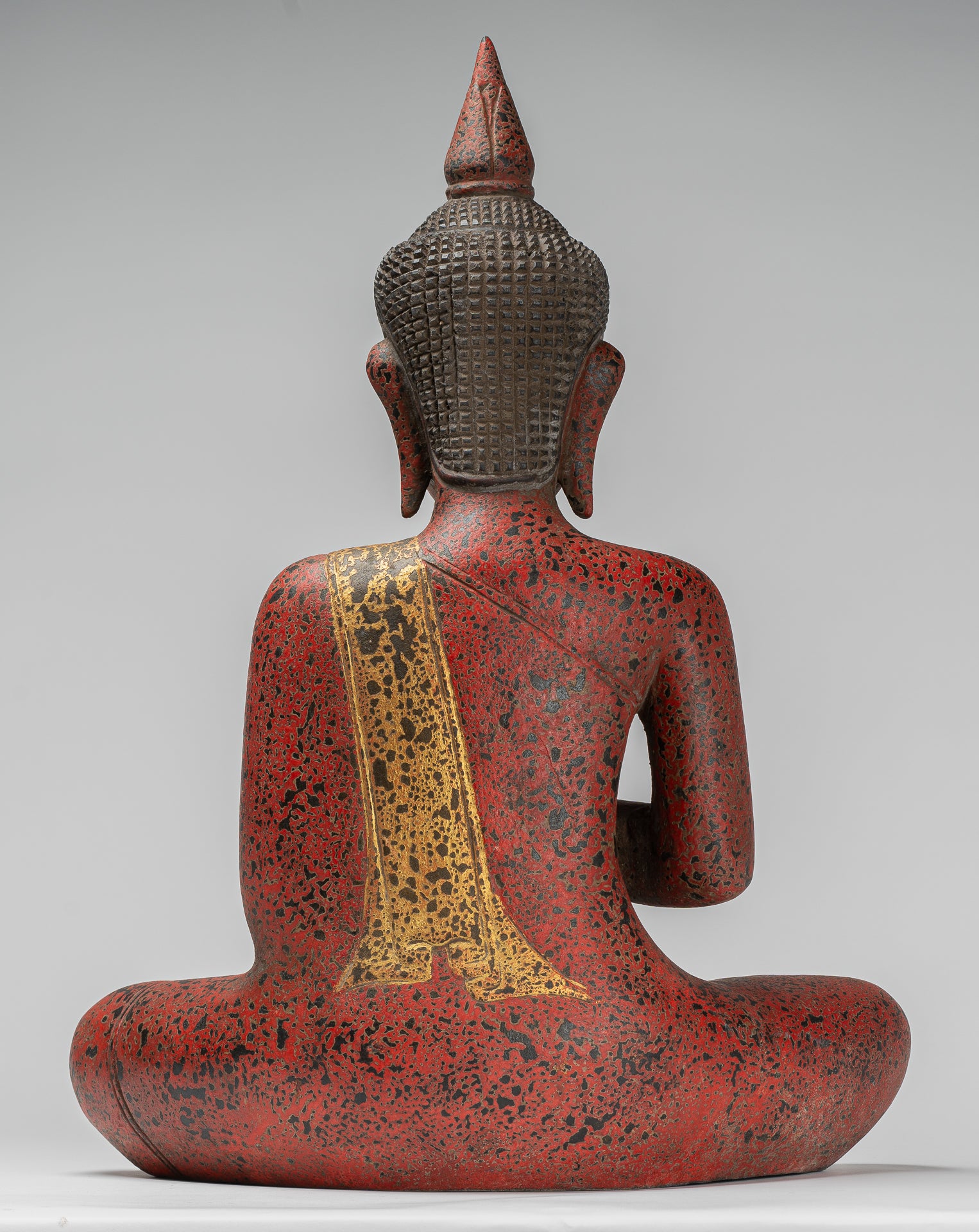 Buddha Statue - Antique Khmer Style Cambodia Seated Wood Buddha Statue Teaching Mudra - 54cm/22"