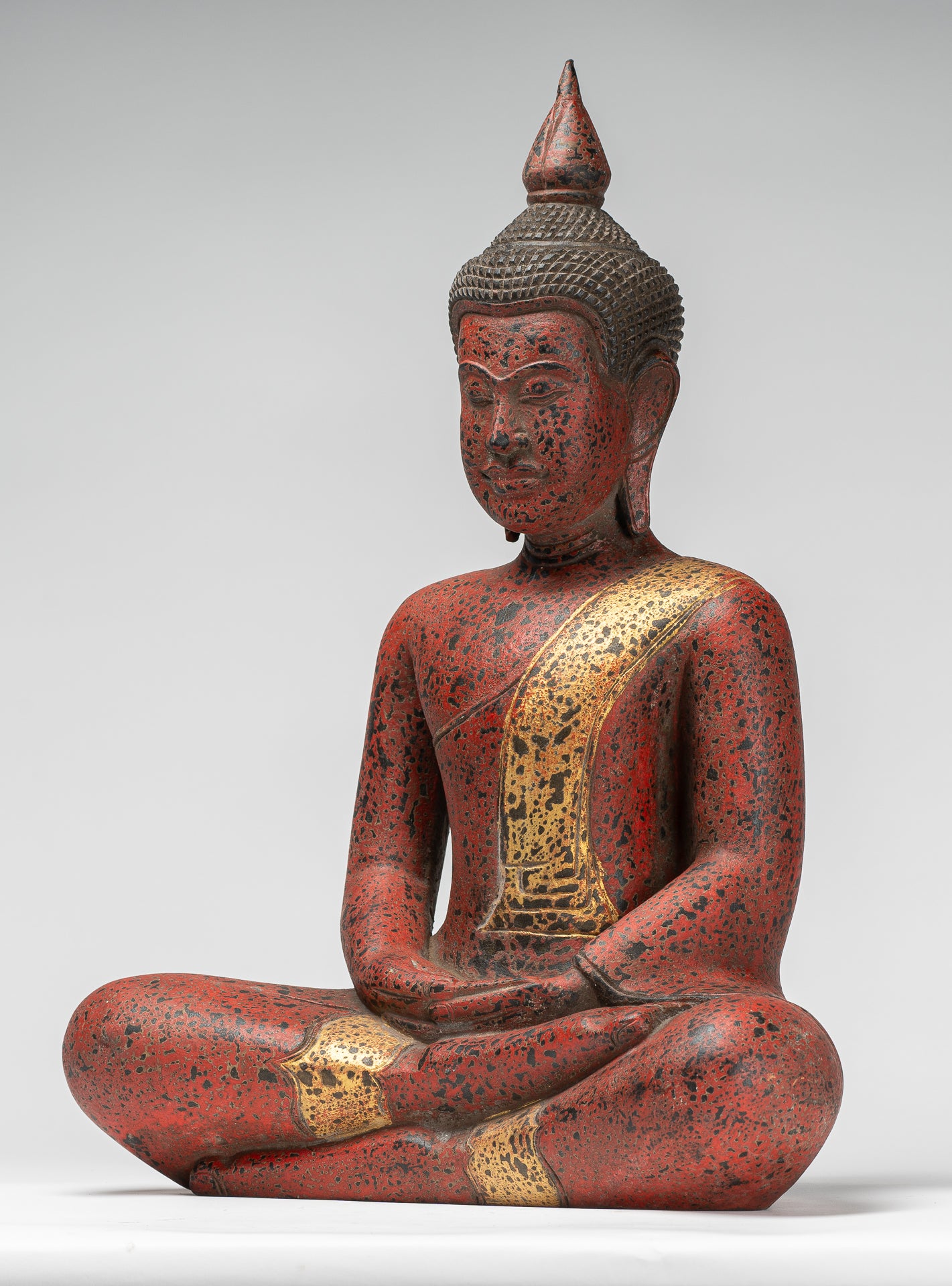 Statua Buddha - Antique Khmer Style SE Asia Meditazione in legno Statua Buddha - 53 cm/21 "