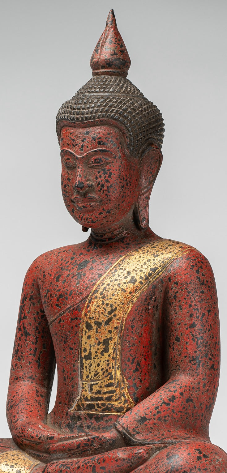 Statua Buddha - Antique Khmer Style SE Asia Meditazione in legno Statua Buddha - 53 cm/21 "