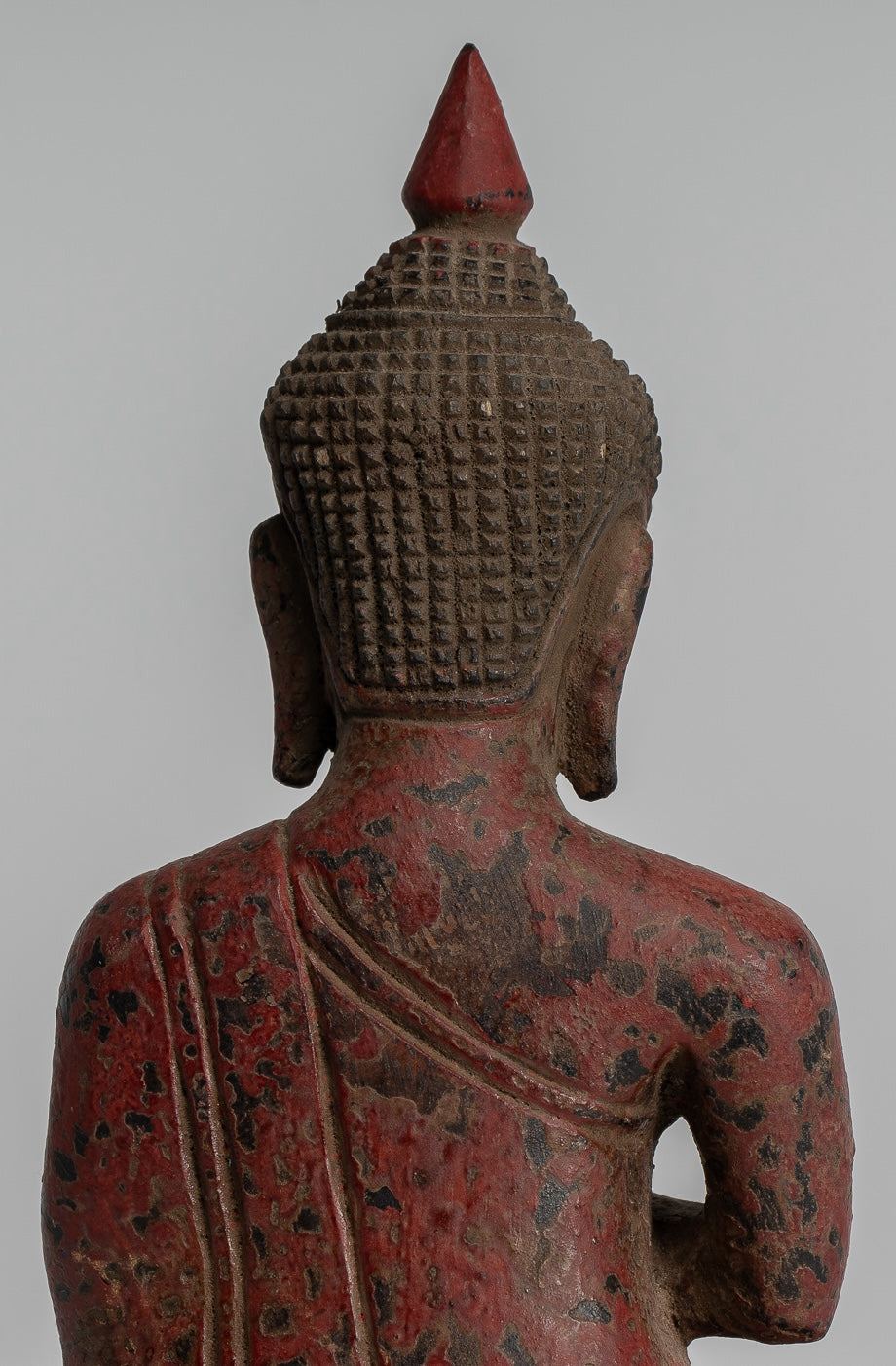 Buddha Sculpture - Buddha - Antique Khmer Style Seated Wood Buddha Statue Teaching Mudra - 17cm/7"