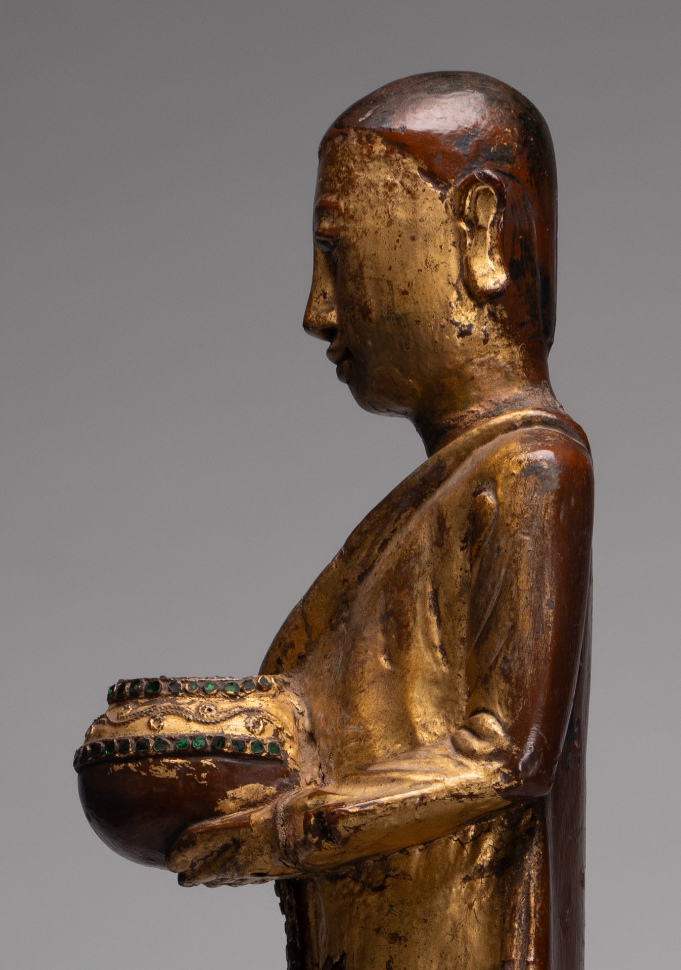 Antike birmanische Stehmandalay Mönch Statue - 90 cm/36 "