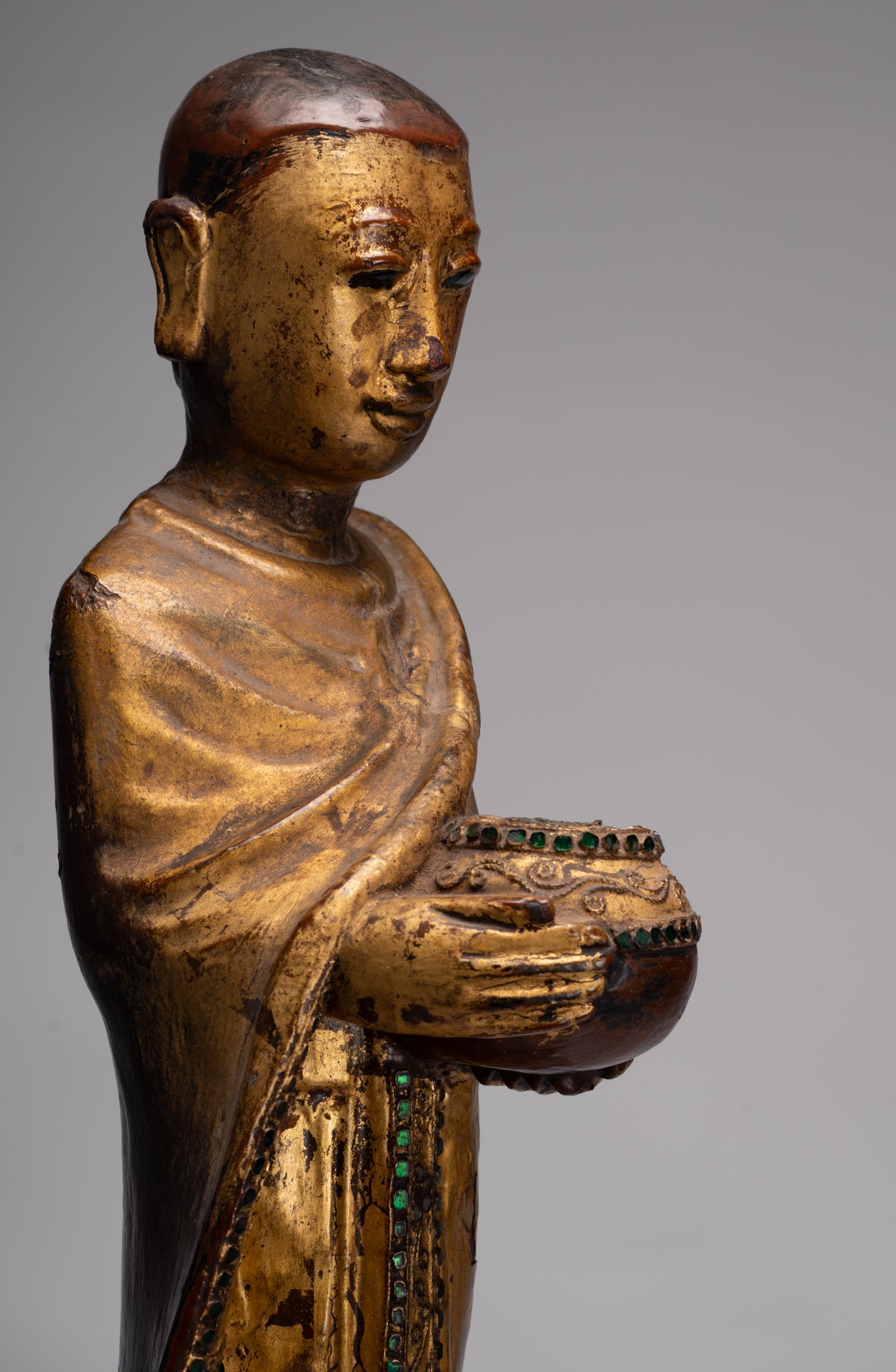 Antike birmanische Stehmandalay Mönch Statue - 90 cm/36 "