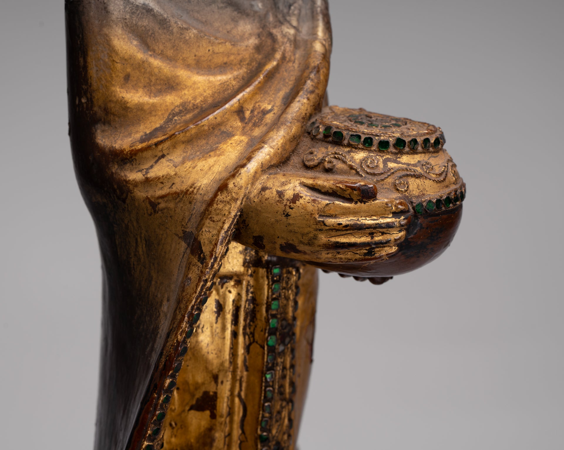 Antike birmanische Stehmandalay Mönch Statue - 90 cm/36 "