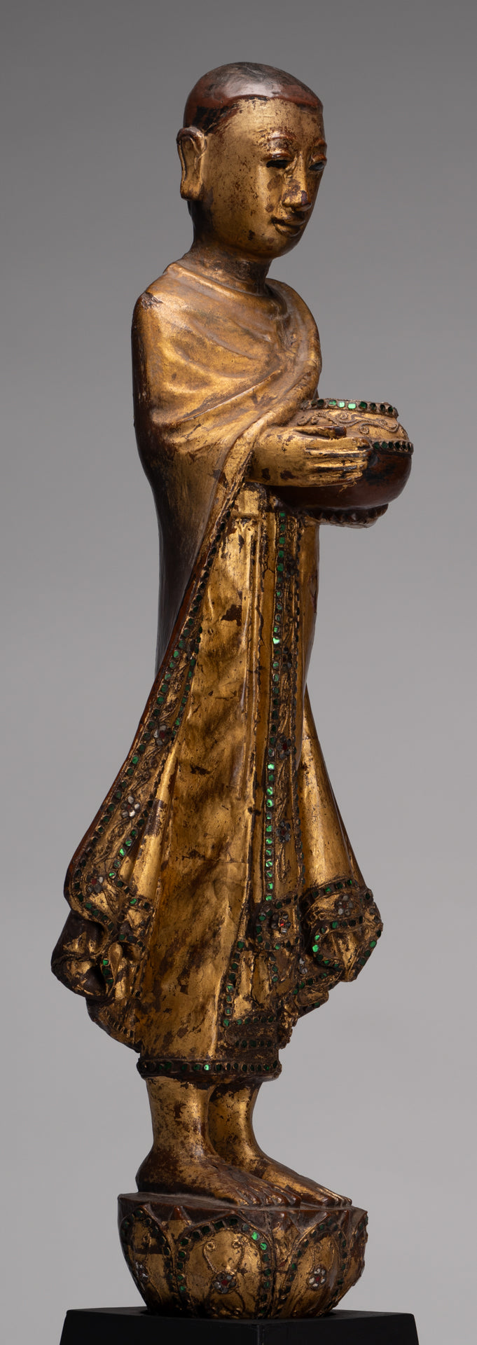 Antike birmanische Stehmandalay Mönch Statue - 90 cm/36 "