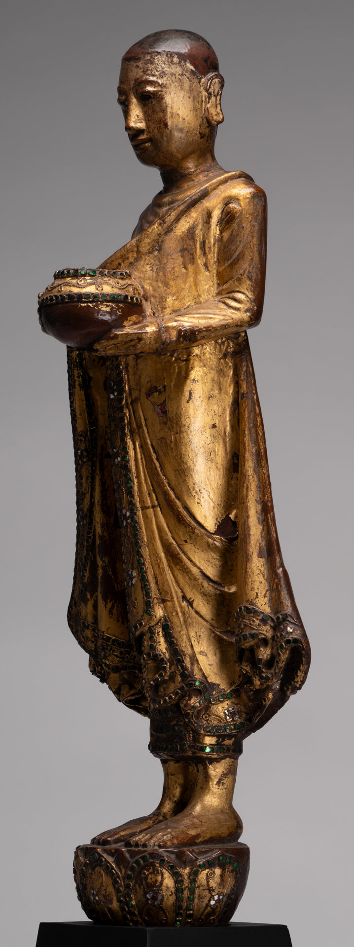 Antike birmanische Stehmandalay Mönch Statue - 90 cm/36 "