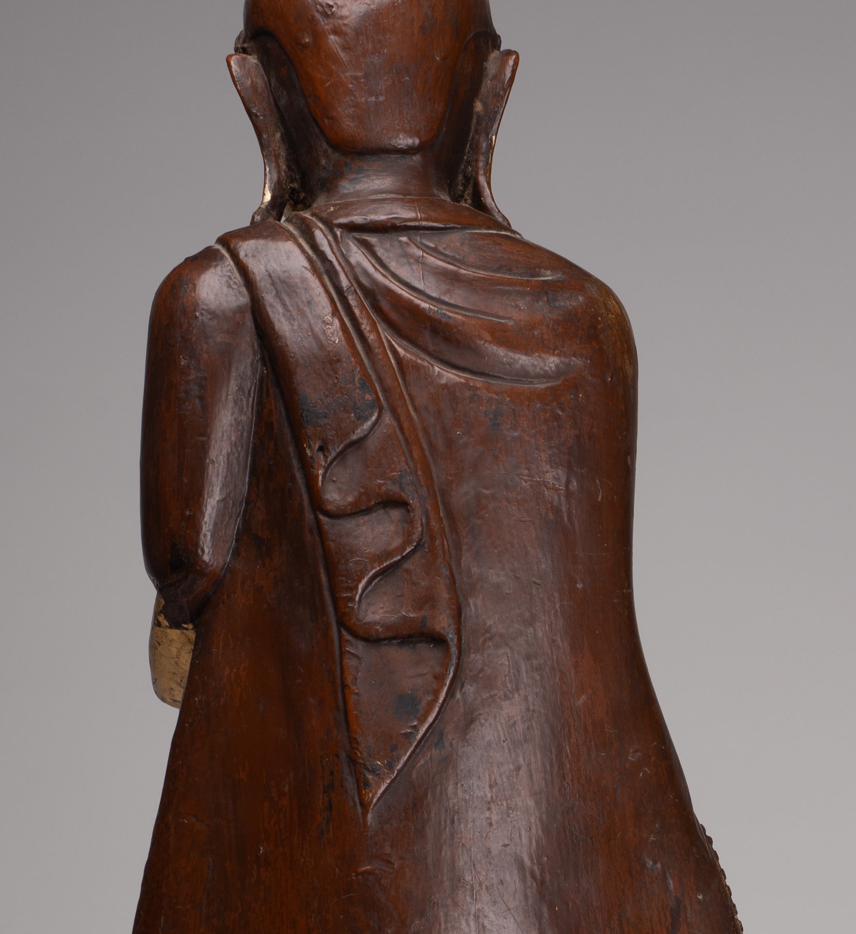 Antique Burmese Style Standing Wood Mandalay Buddha Statue - 101cm/40"